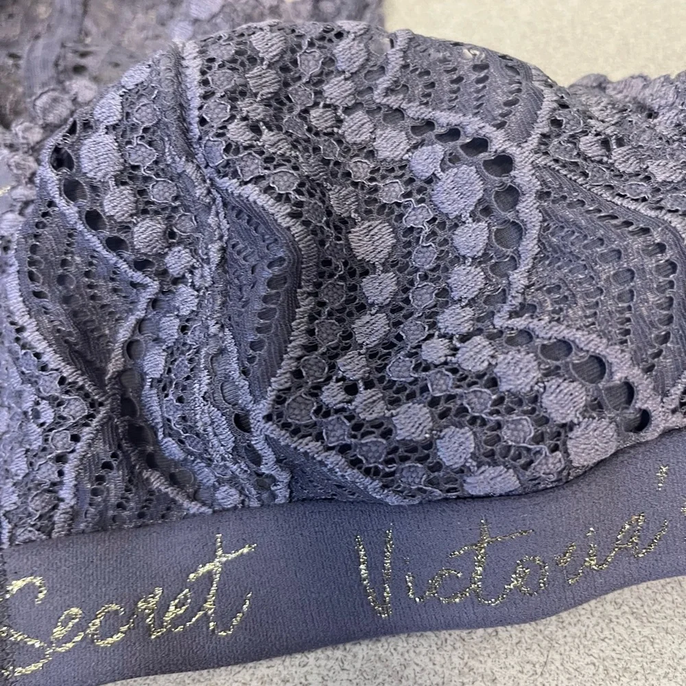 Victoria's Secret Lace Bralette - Charcoal Gray Sz L